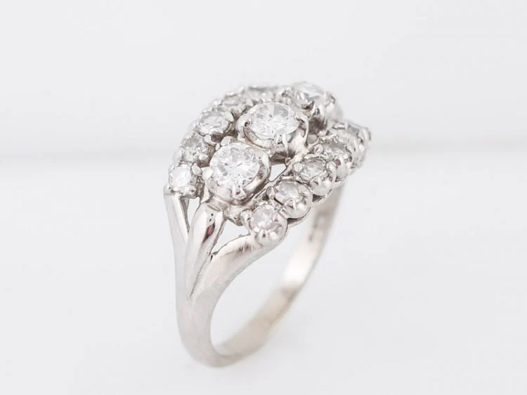 Vintage Right Hand Ring Mid-Century .94cttw Round Brilliant Cut Diamonds in 14k White Gold - Image 5
