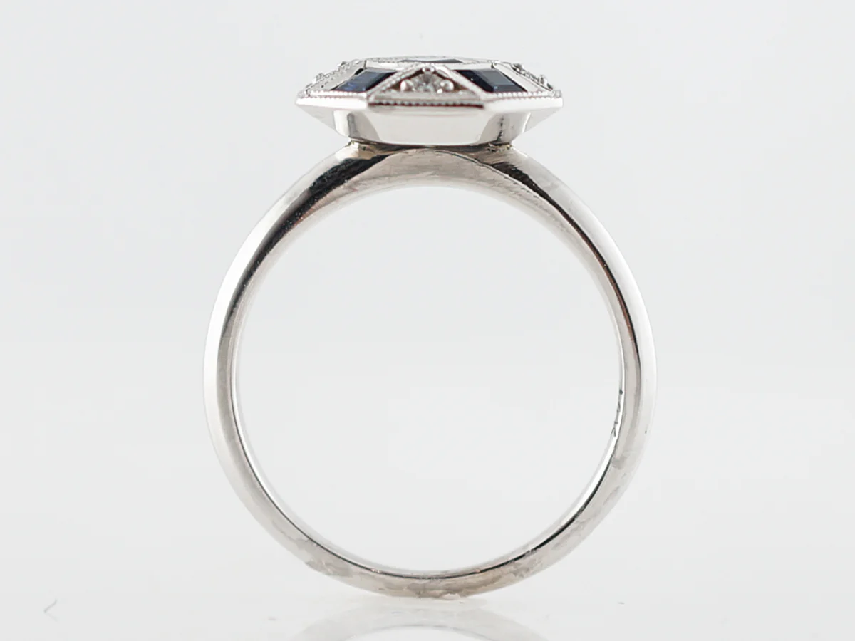 Vintage Right Hand Ring Retro 1.10 Square Cut Sapphire in 14k White Gold - Image 4