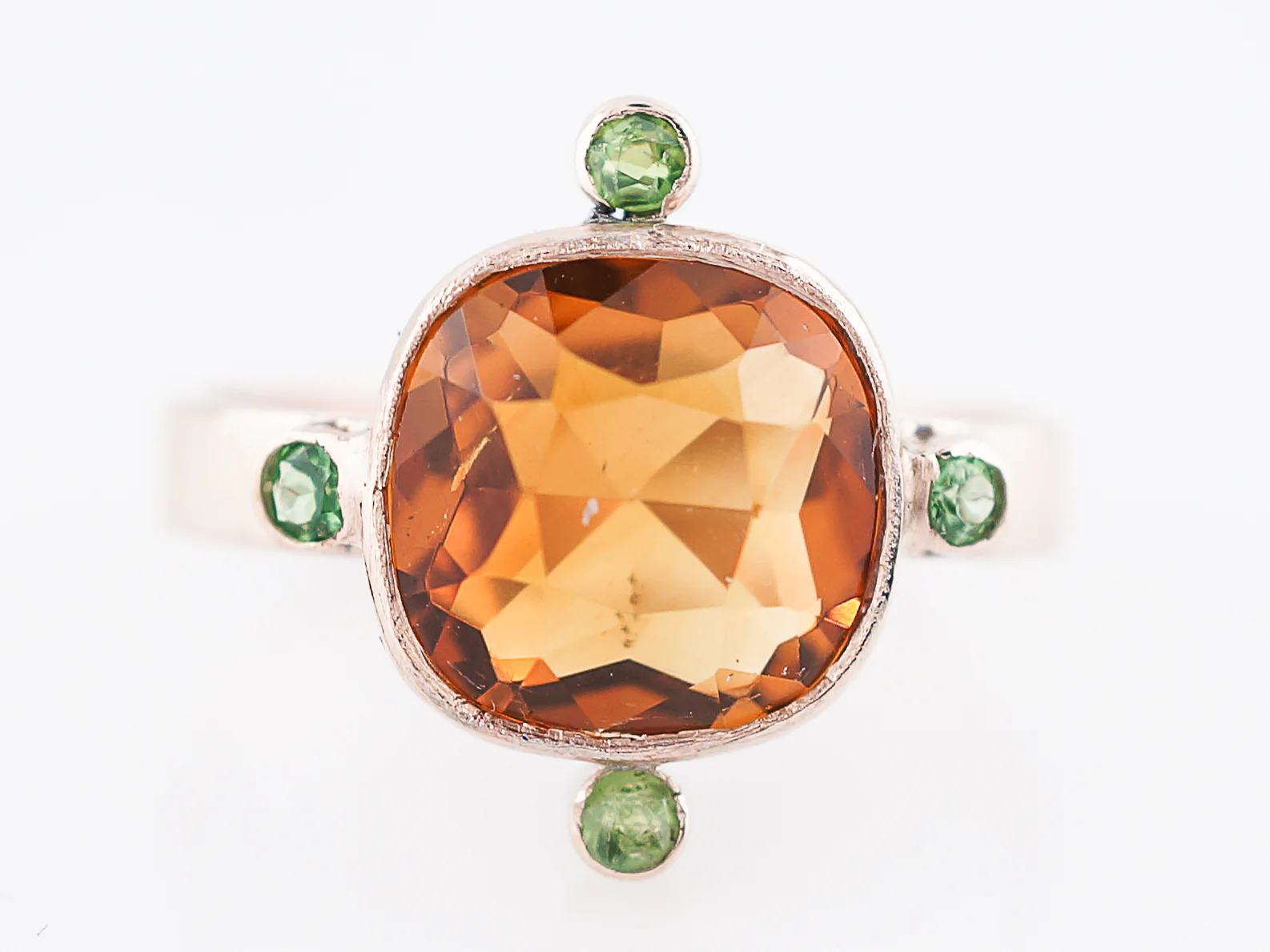 Vintage Right Hand Ring Retro 3.74 Cushion Cut Citrine in 9k Rose Gold
