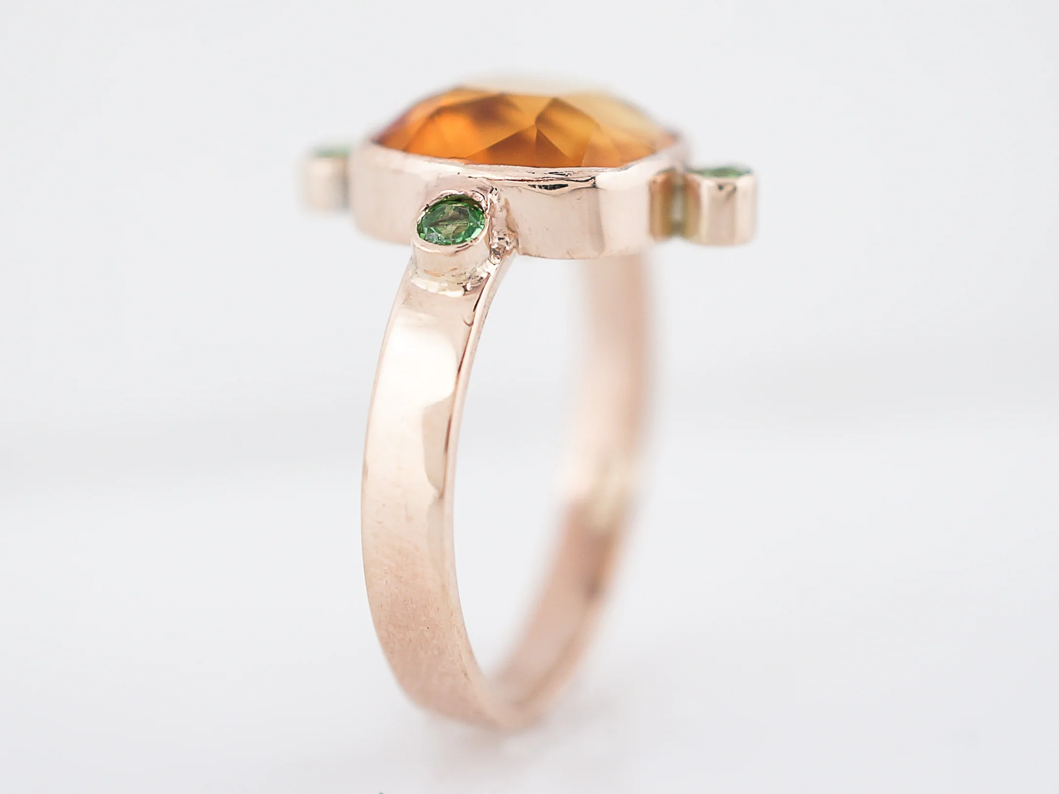 Vintage Right Hand Ring Retro 3.74 Cushion Cut Citrine in 9k Rose Gold - Image 5