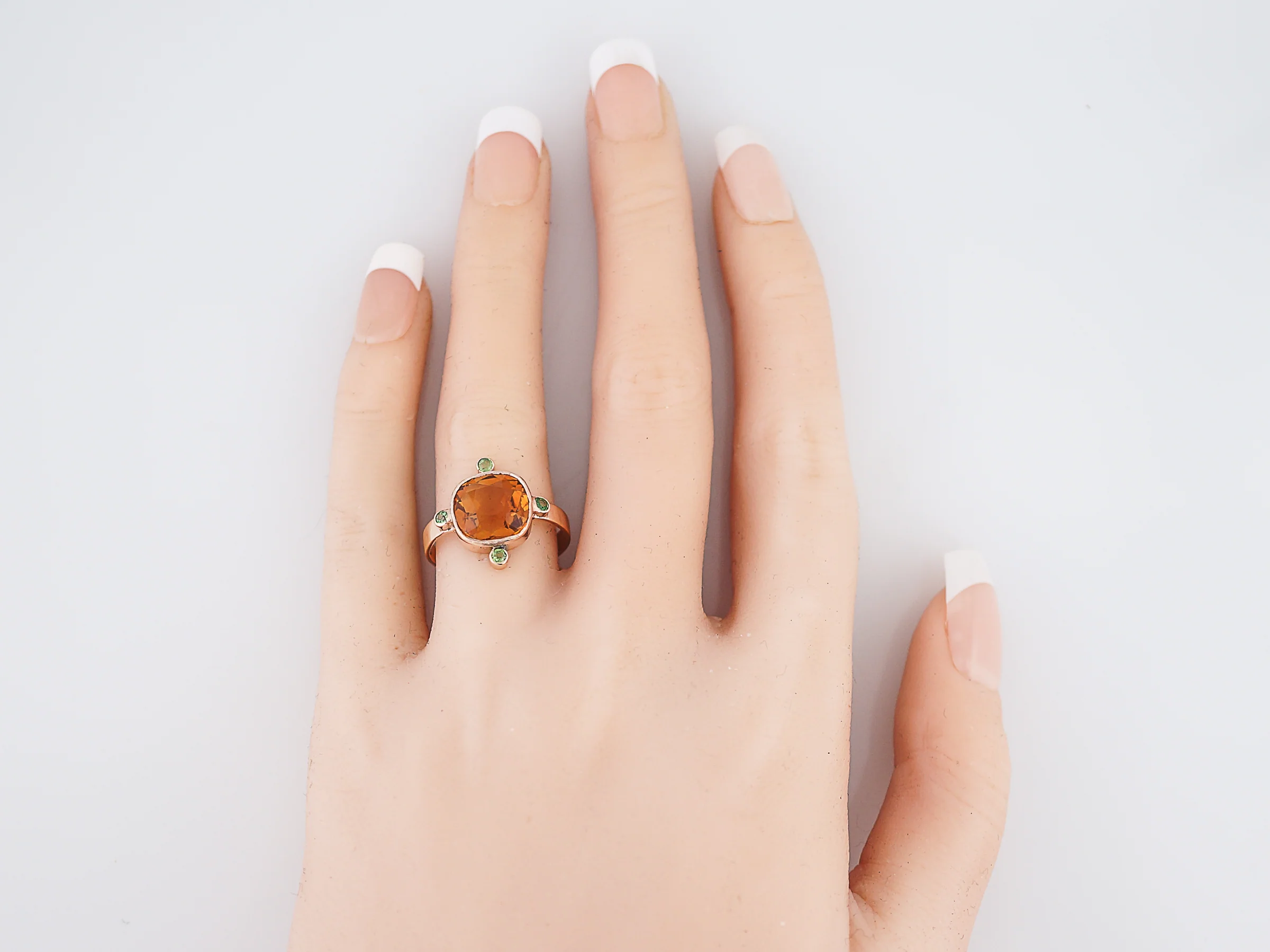 Vintage Right Hand Ring Retro 3.74 Cushion Cut Citrine in 9k Rose Gold - Image 7