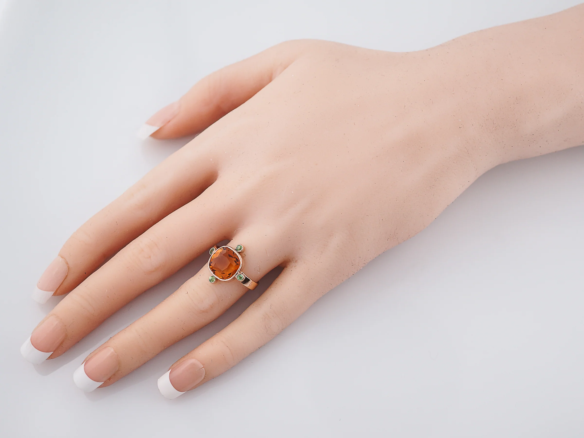 Vintage Right Hand Ring Retro 3.74 Cushion Cut Citrine in 9k Rose Gold - Image 8