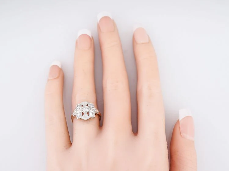 Vintage Right Hand Ring Retro .44 Round Brilliant Cut Diamonds in 14k Yellow & White Gold - Image 6