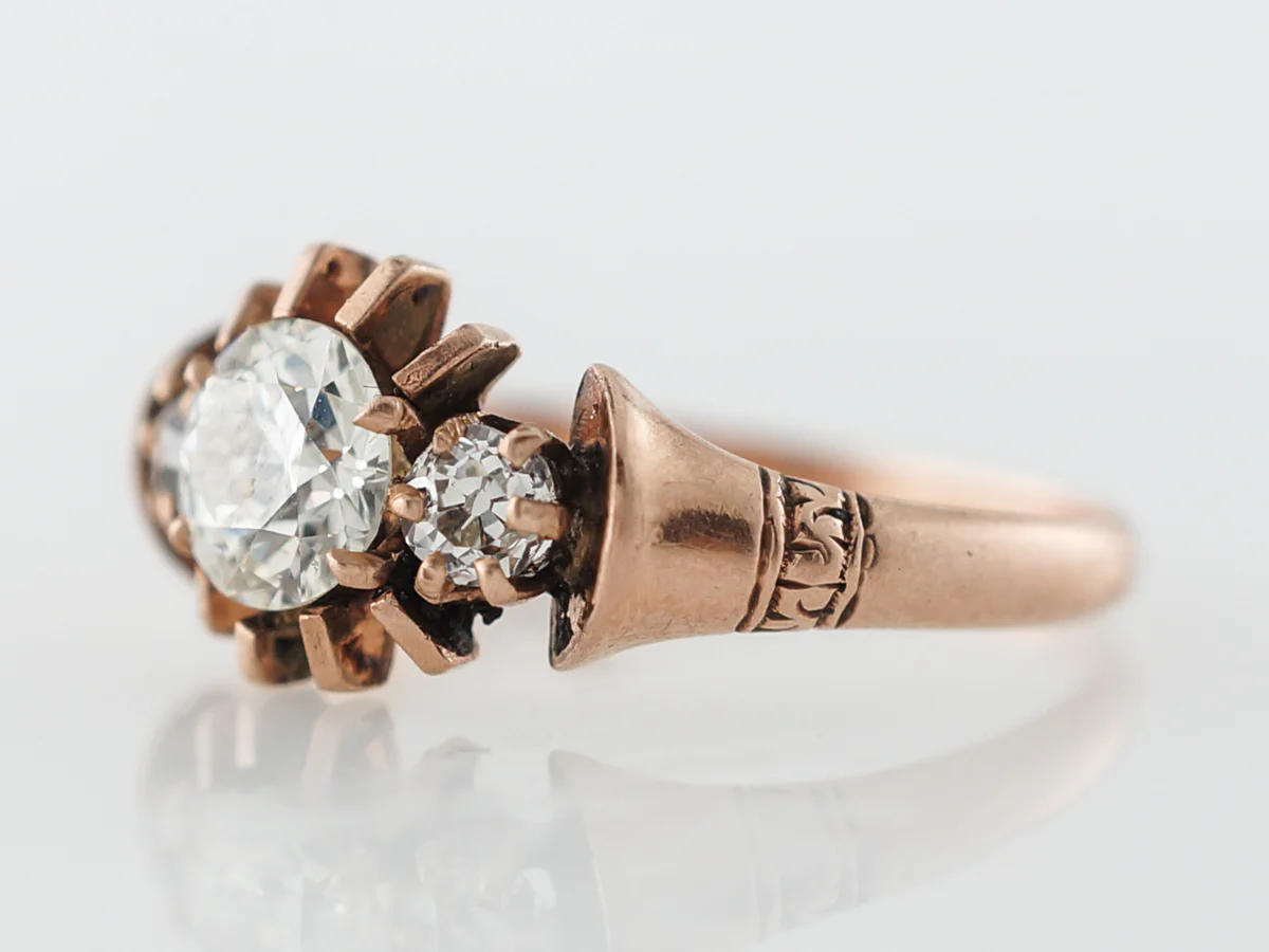 Vintage Rose Gold Diamond Engagement Ring - Image 2