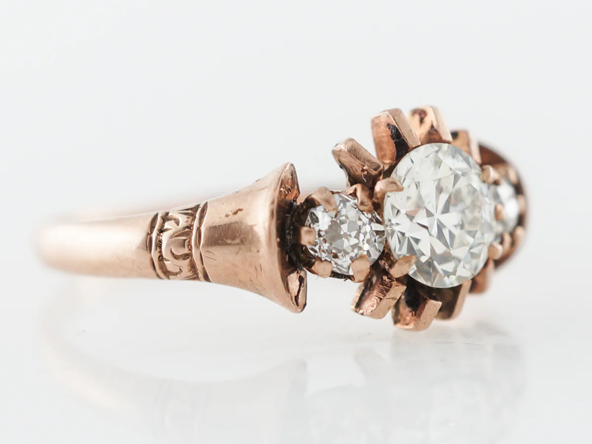 Vintage Rose Gold Diamond Engagement Ring - Image 3