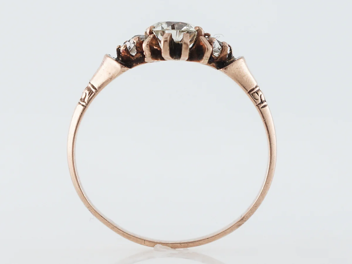 Vintage Rose Gold Diamond Engagement Ring - Image 4