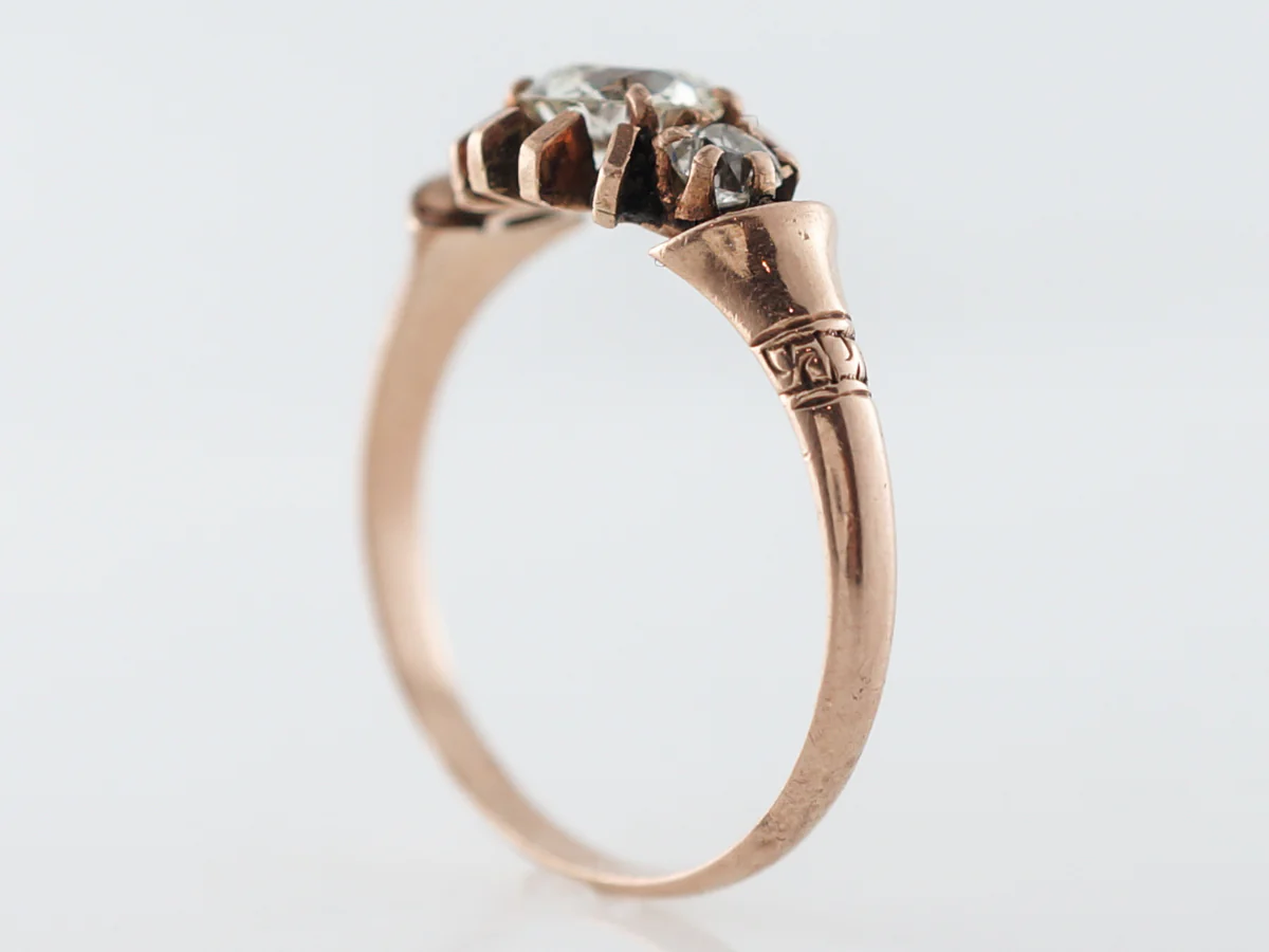 Vintage Rose Gold Diamond Engagement Ring - Image 5