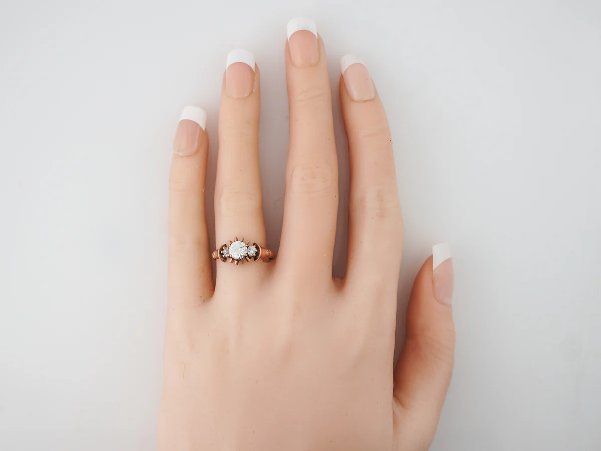 Vintage Rose Gold Diamond Engagement Ring - Image 6
