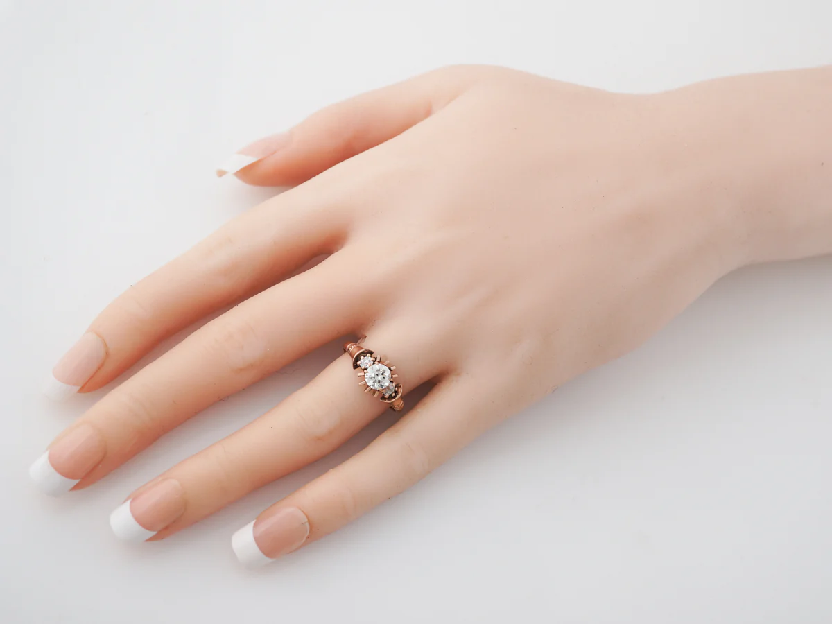 Vintage Rose Gold Diamond Engagement Ring - Image 7