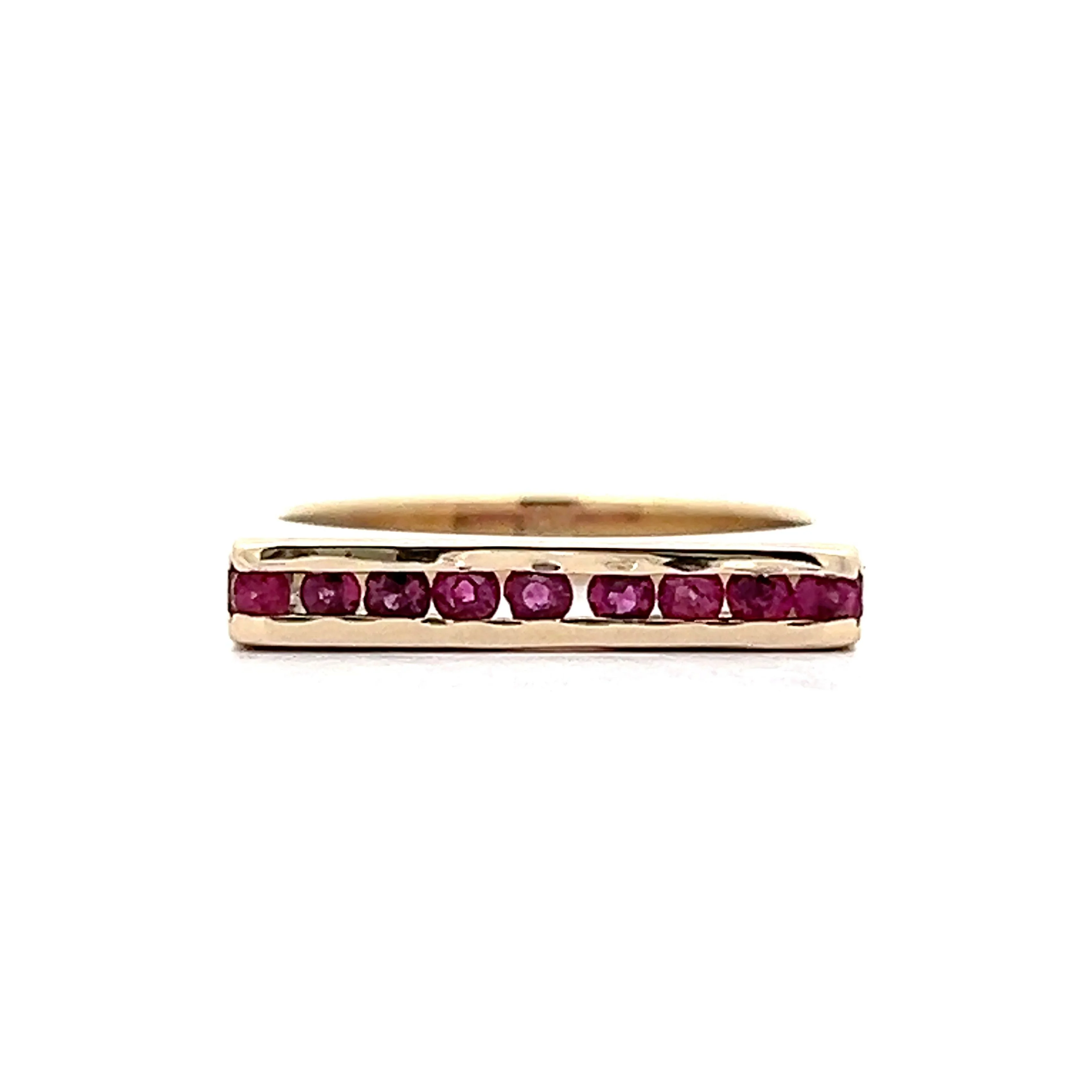 Vintage Ruby Stacking Channel Ring in 14k Yellow Gold
