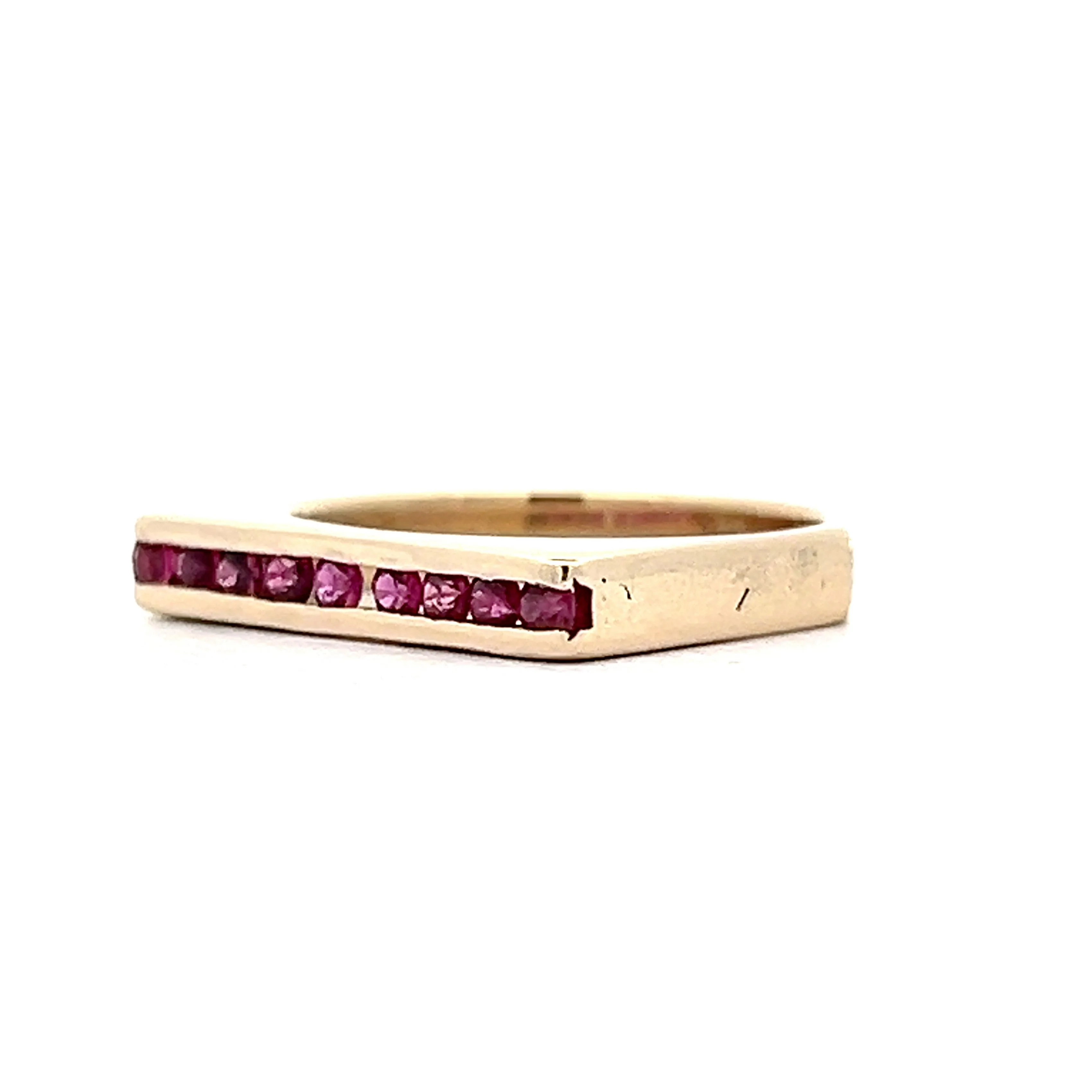 Vintage Ruby Stacking Channel Ring in 14k Yellow Gold - Image 2