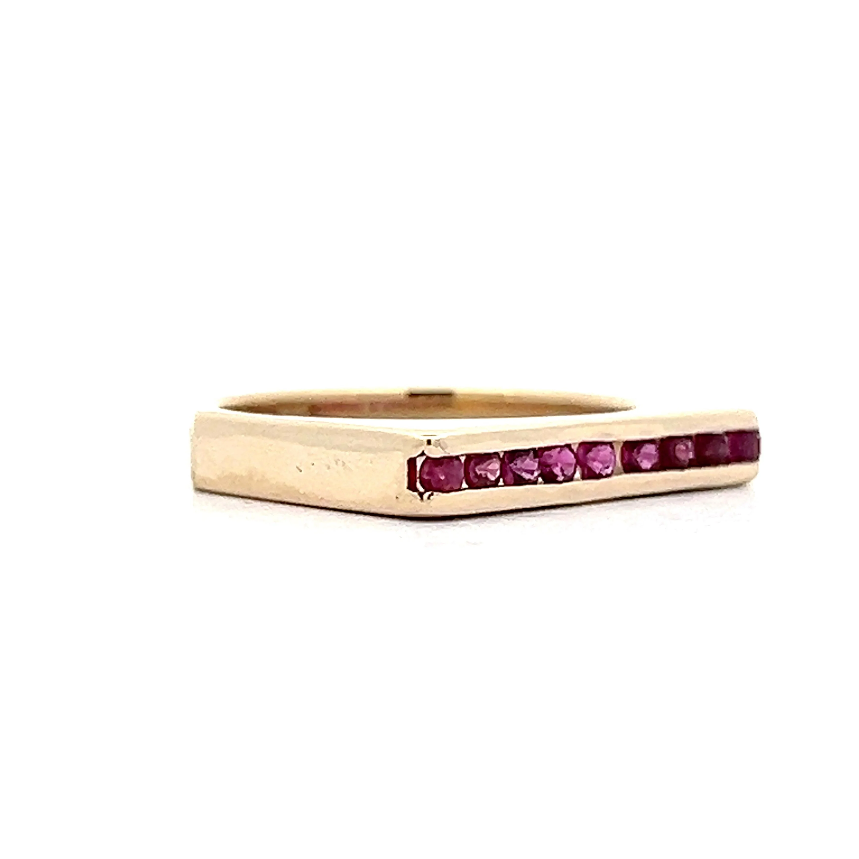 Vintage Ruby Stacking Channel Ring in 14k Yellow Gold - Image 3