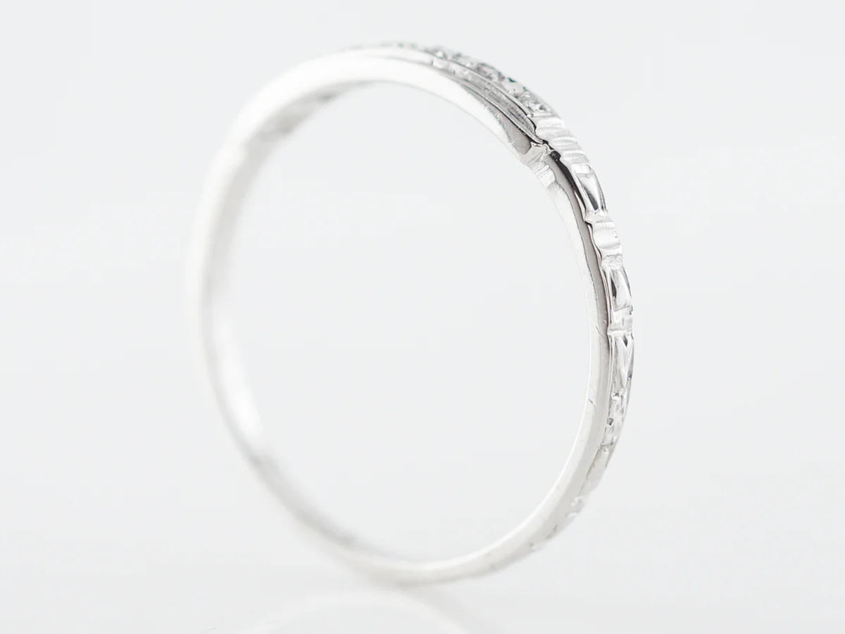 Vintage Single Cut Diamond Wedding Band in White Gold - Image 5