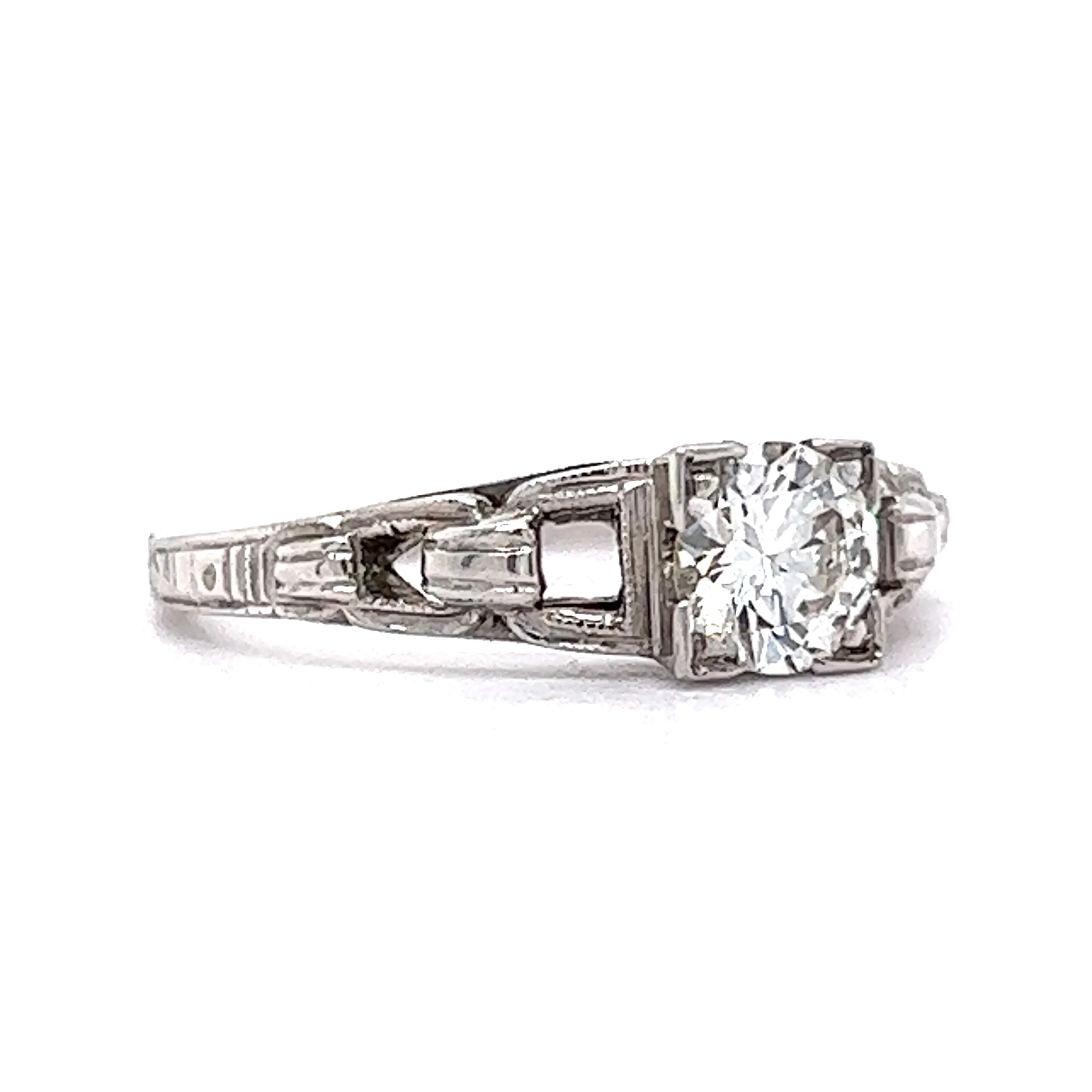 Vintage Single Diamond Engagement Ring Art Deco in 18k - Image 3
