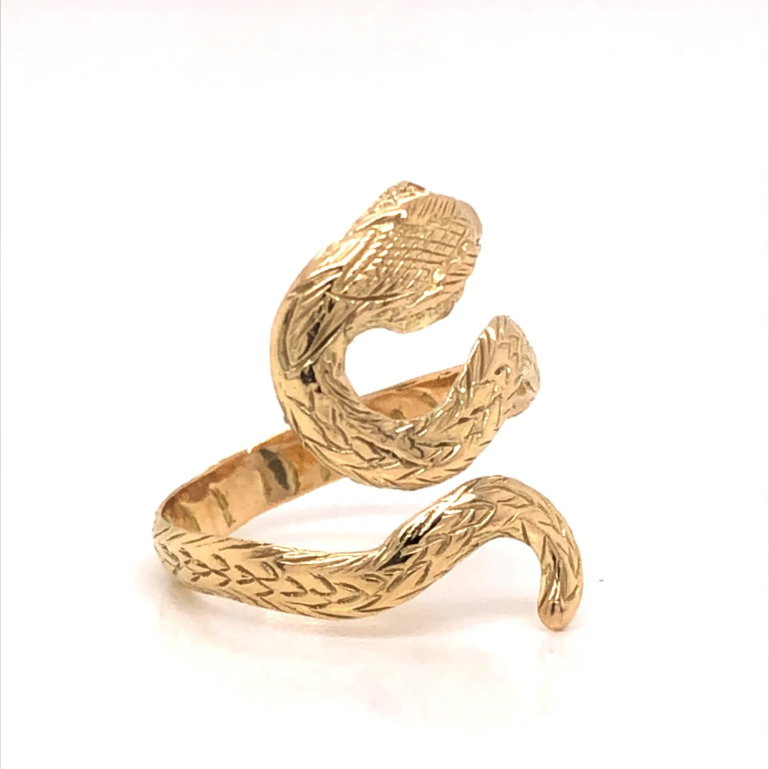 Vintage Snake Ring w/ Diamond Eyes in 18k Yellow Gold - Image 3