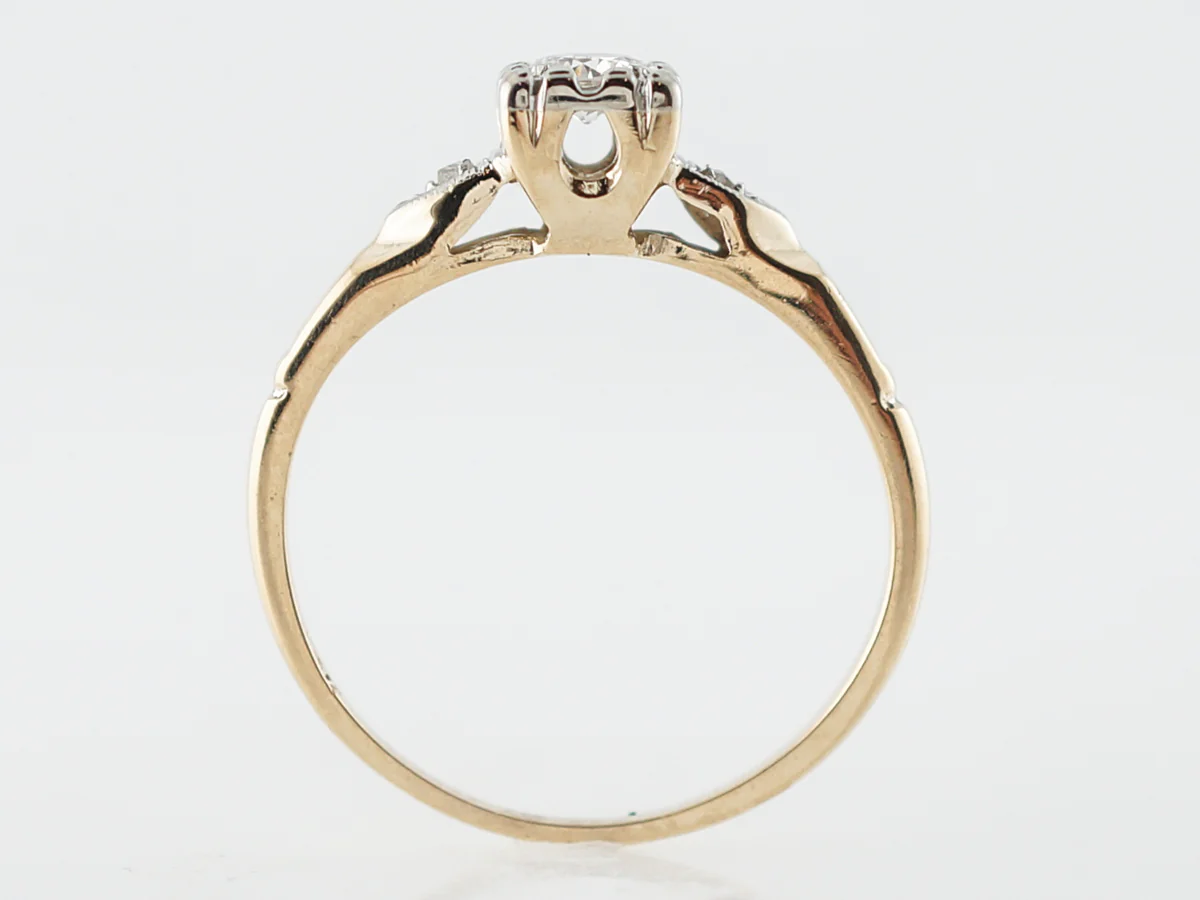 Vintage Solitaire Diamond Engagement Ring in 14k Yellow & White Gold - Image 4