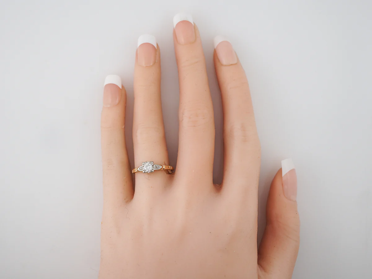 Vintage Solitaire Diamond Engagement Ring in 14k Yellow & White Gold - Image 6