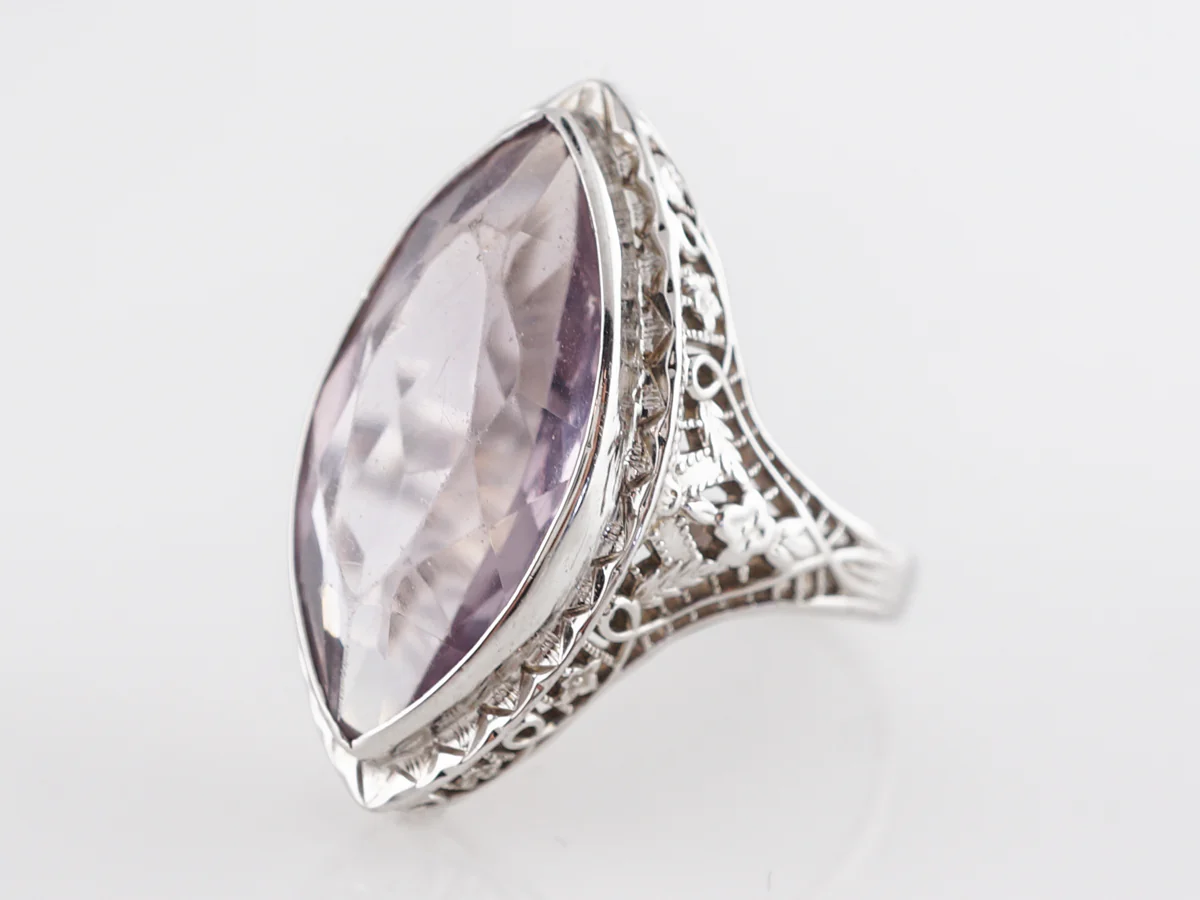 Vintage Solitaire Marquise Amethyst Ring in 14k - Image 2