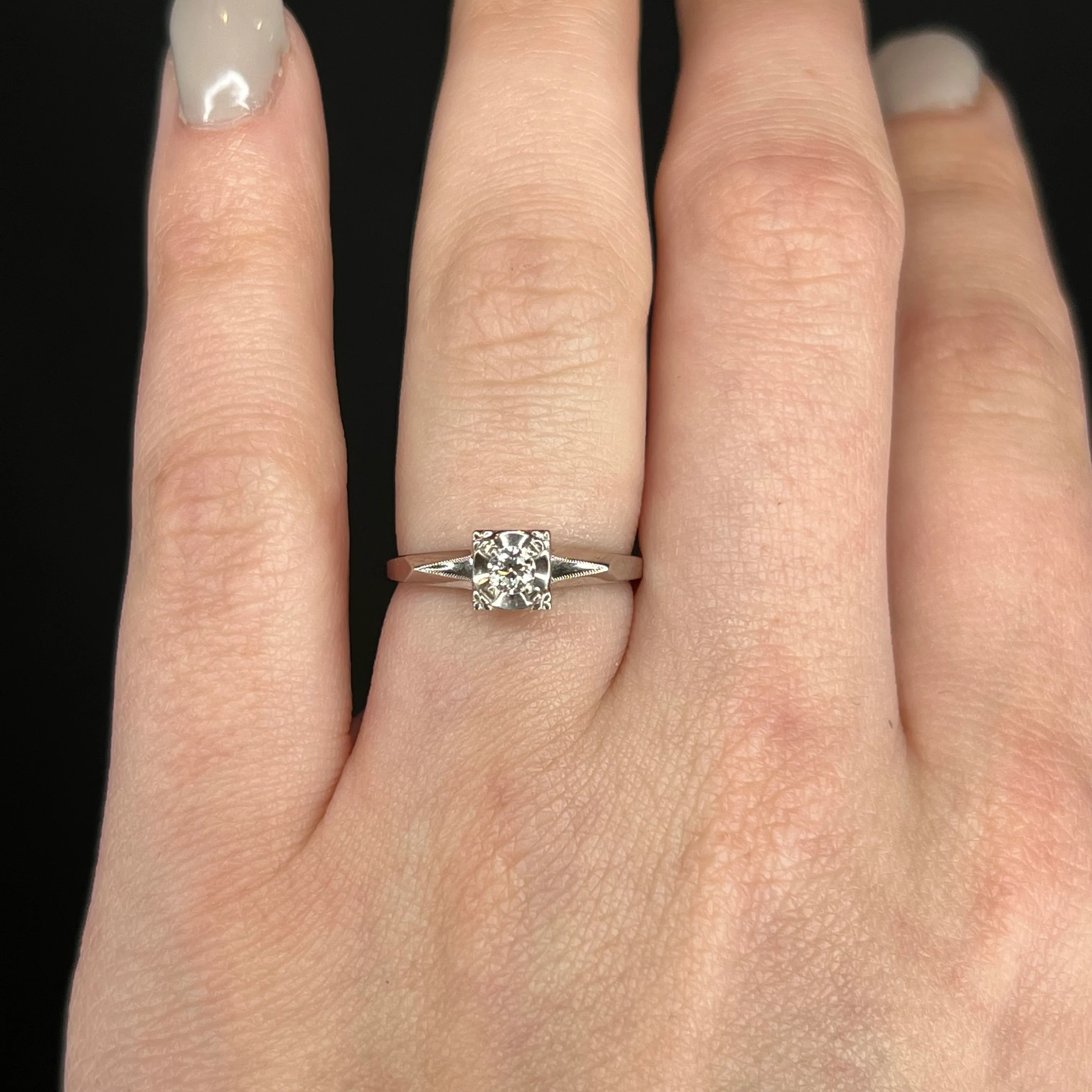Vintage Split Shank Diamond Engagement Ring in 14k - Image 6