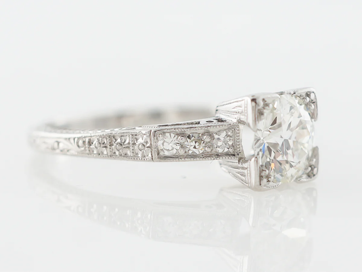 Vintage Square Prong Diamond Engagement Ring in Platinum - Image 3