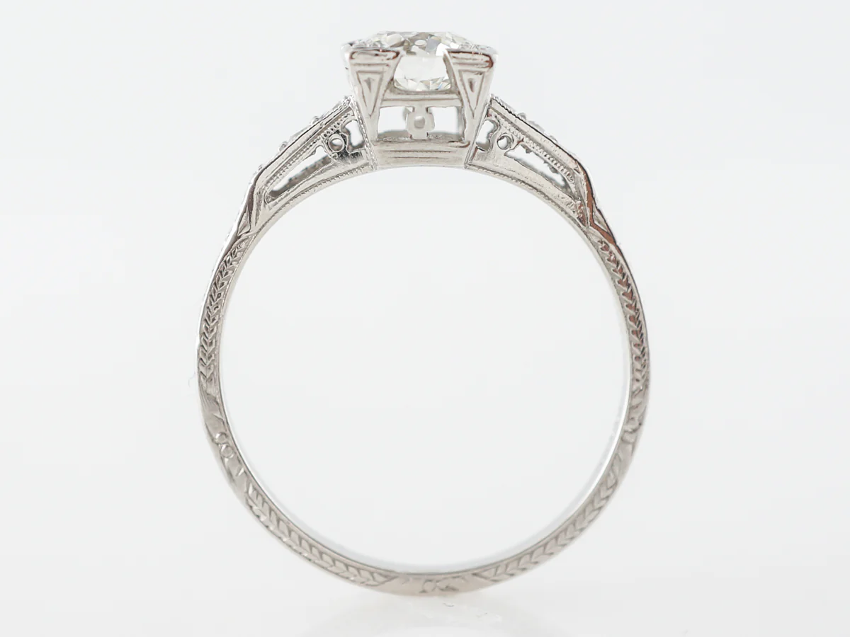 Vintage Square Prong Diamond Engagement Ring in Platinum - Image 4
