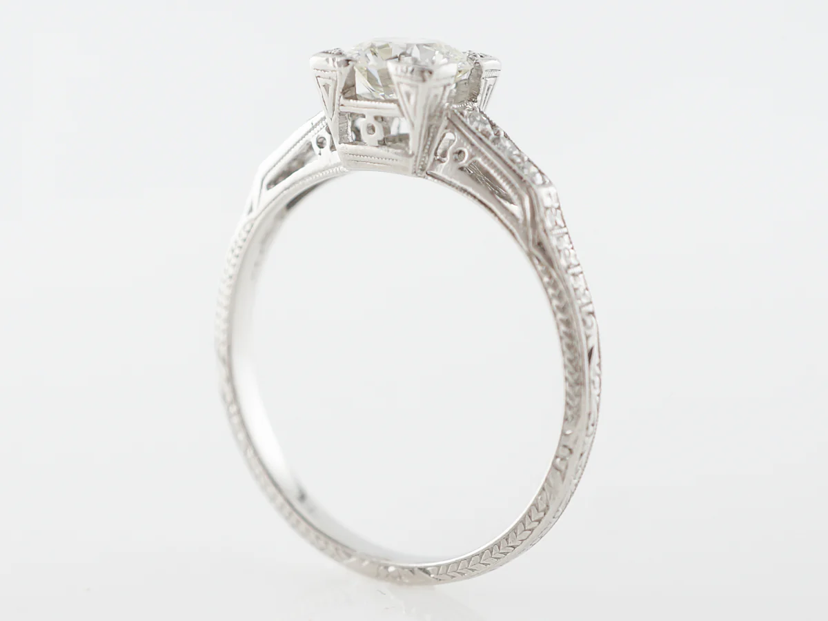 Vintage Square Prong Diamond Engagement Ring in Platinum - Image 5