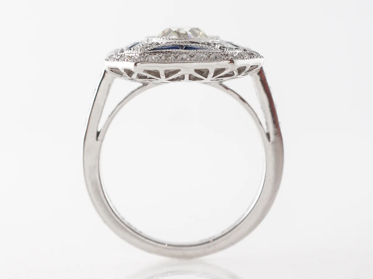 Vintage Style Cocktail Ring w/ Sapphires in Platinum - Image 4