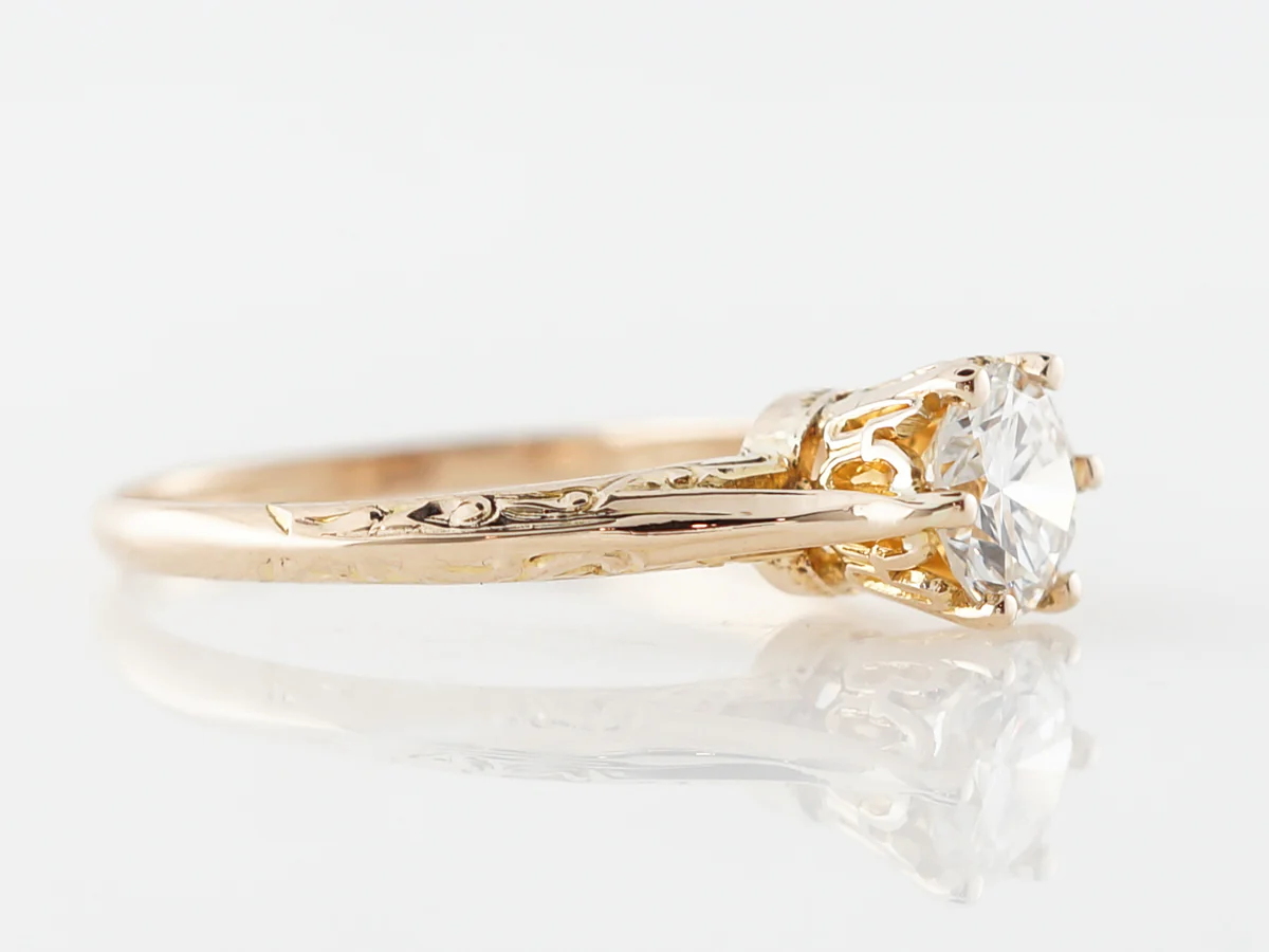 Vintage Style Diamond Solitaire Engagement Ring in 18k - Image 2