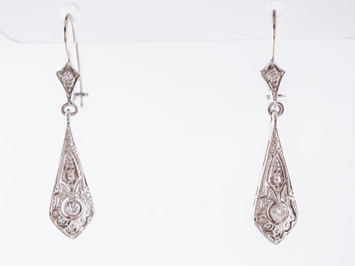 Vintage Style Earrings w/ Old European Diamonds in White Gold