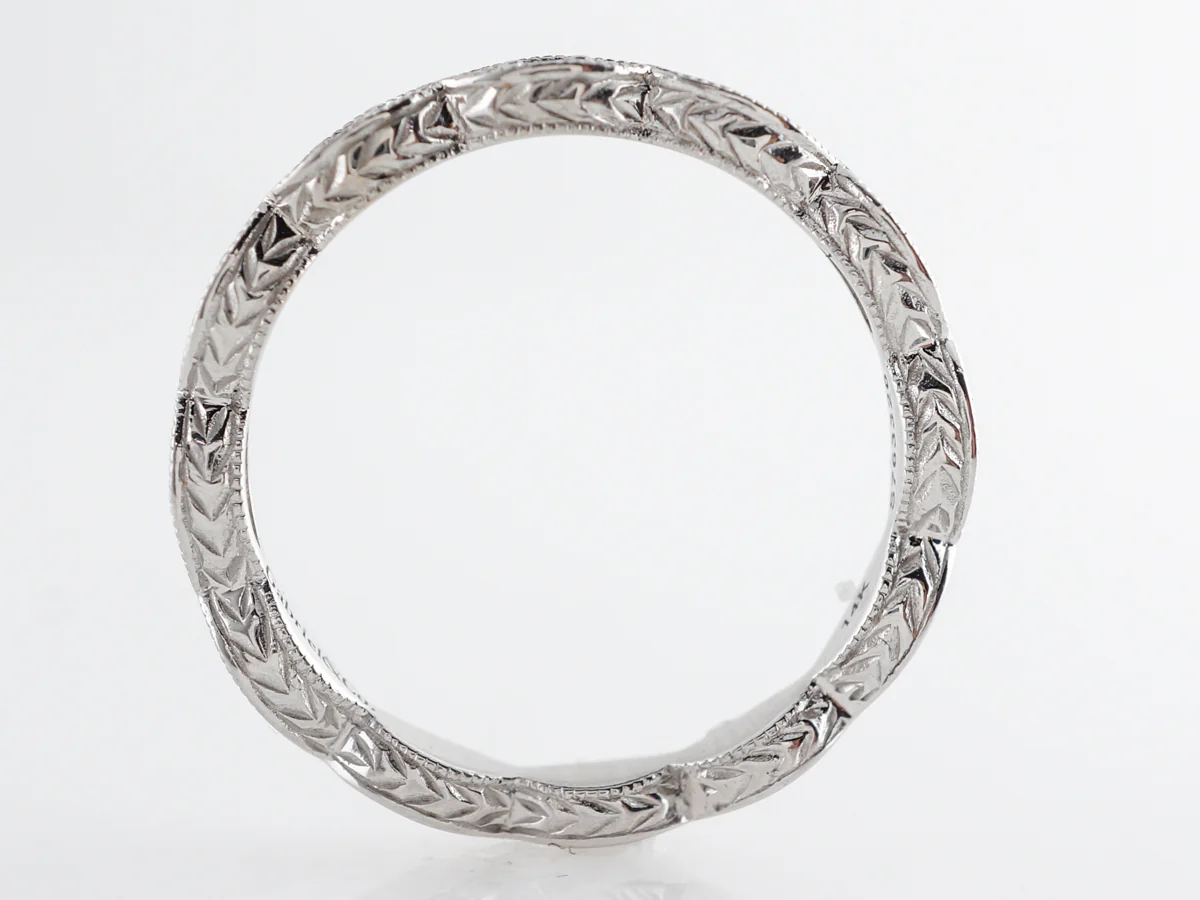 Vintage Style Milgrain & Diamond Wedding Band - Image 4