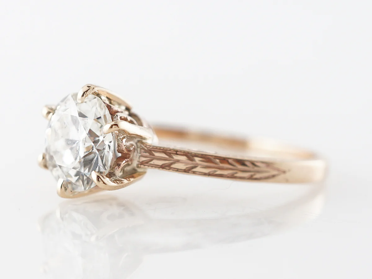 Vintage Style Solitaire Diamond Engagement Ring in 14k - Image 2
