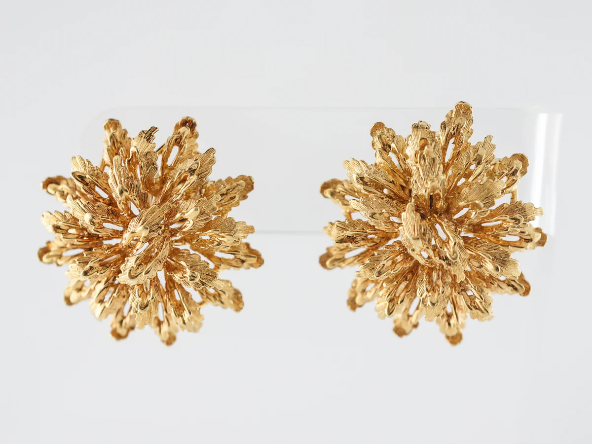 Vintage Textured Earrings in Yellow Gold