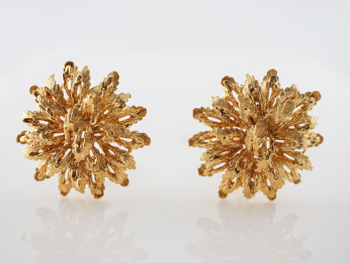 Vintage Textured Earrings in Yellow Gold - Image 3