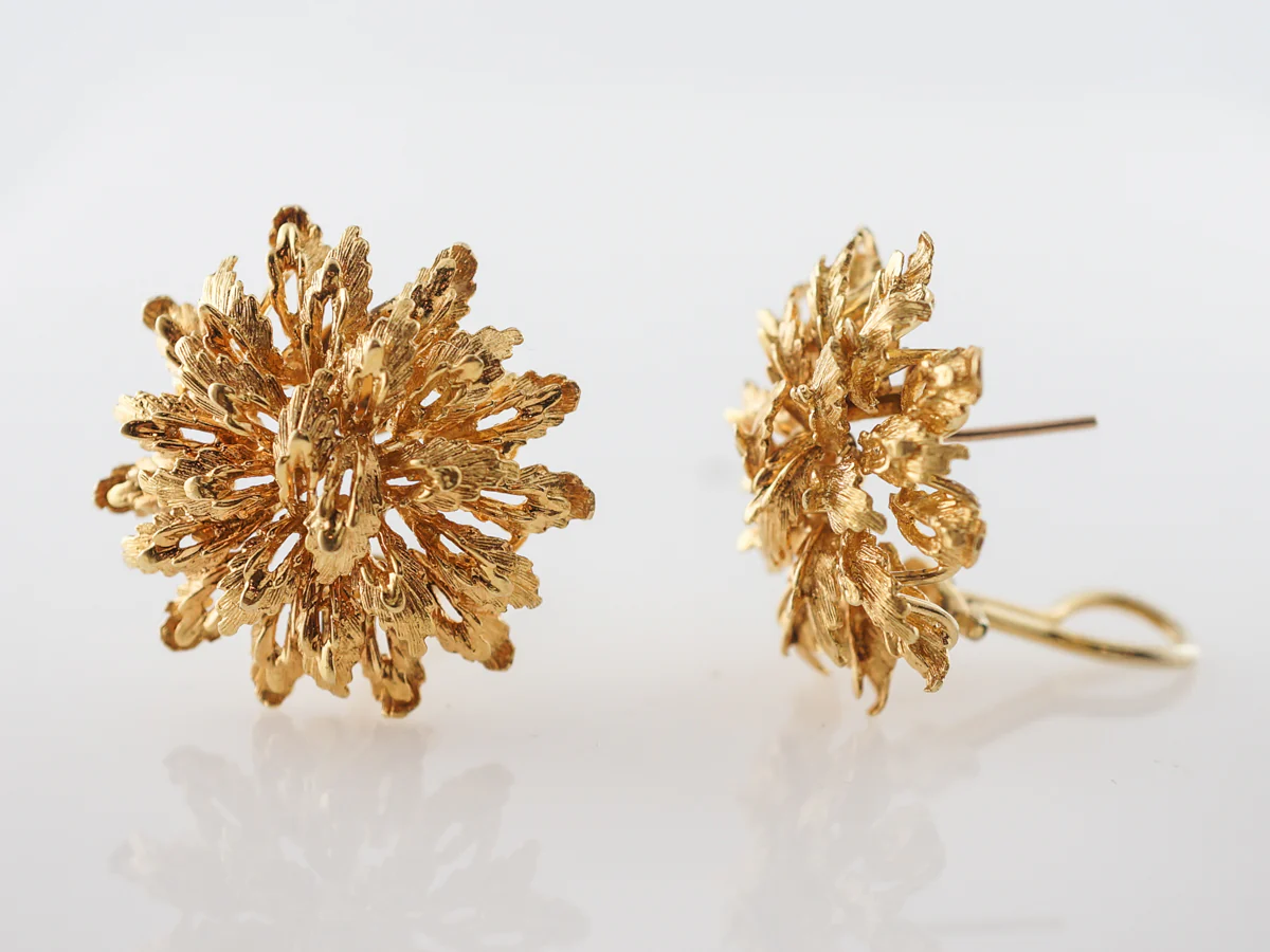 Vintage Textured Earrings in Yellow Gold - Image 4