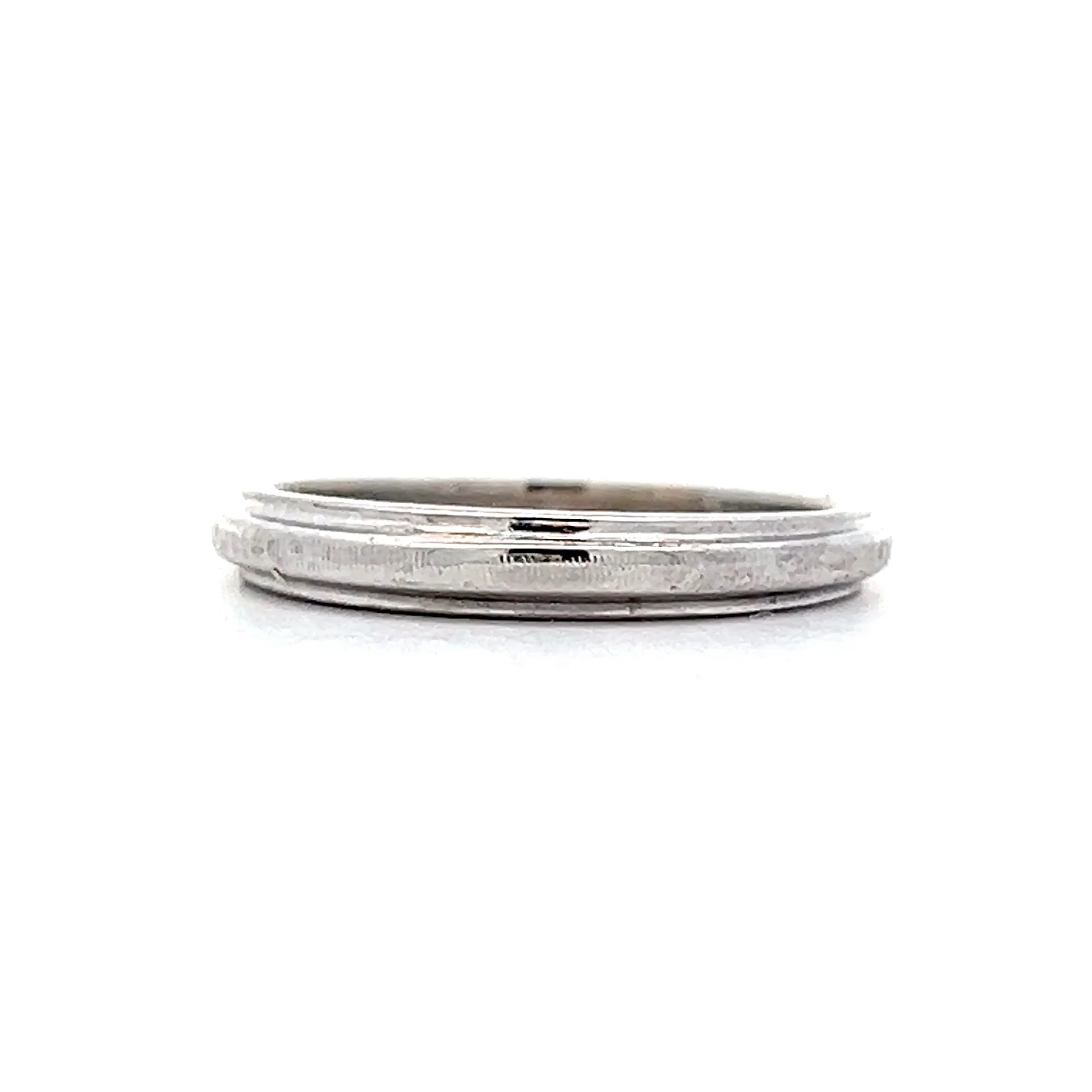 Vintage Textured Wedding Band in 14k White Gold