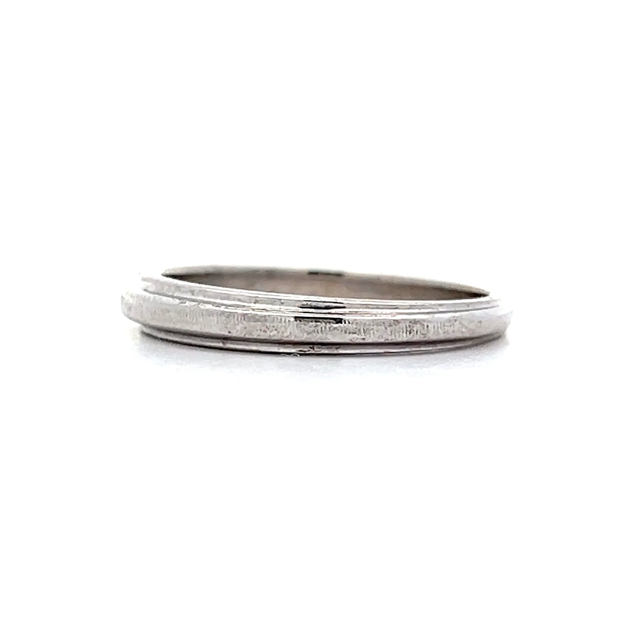 Vintage Textured Wedding Band in 14k White Gold - Image 2