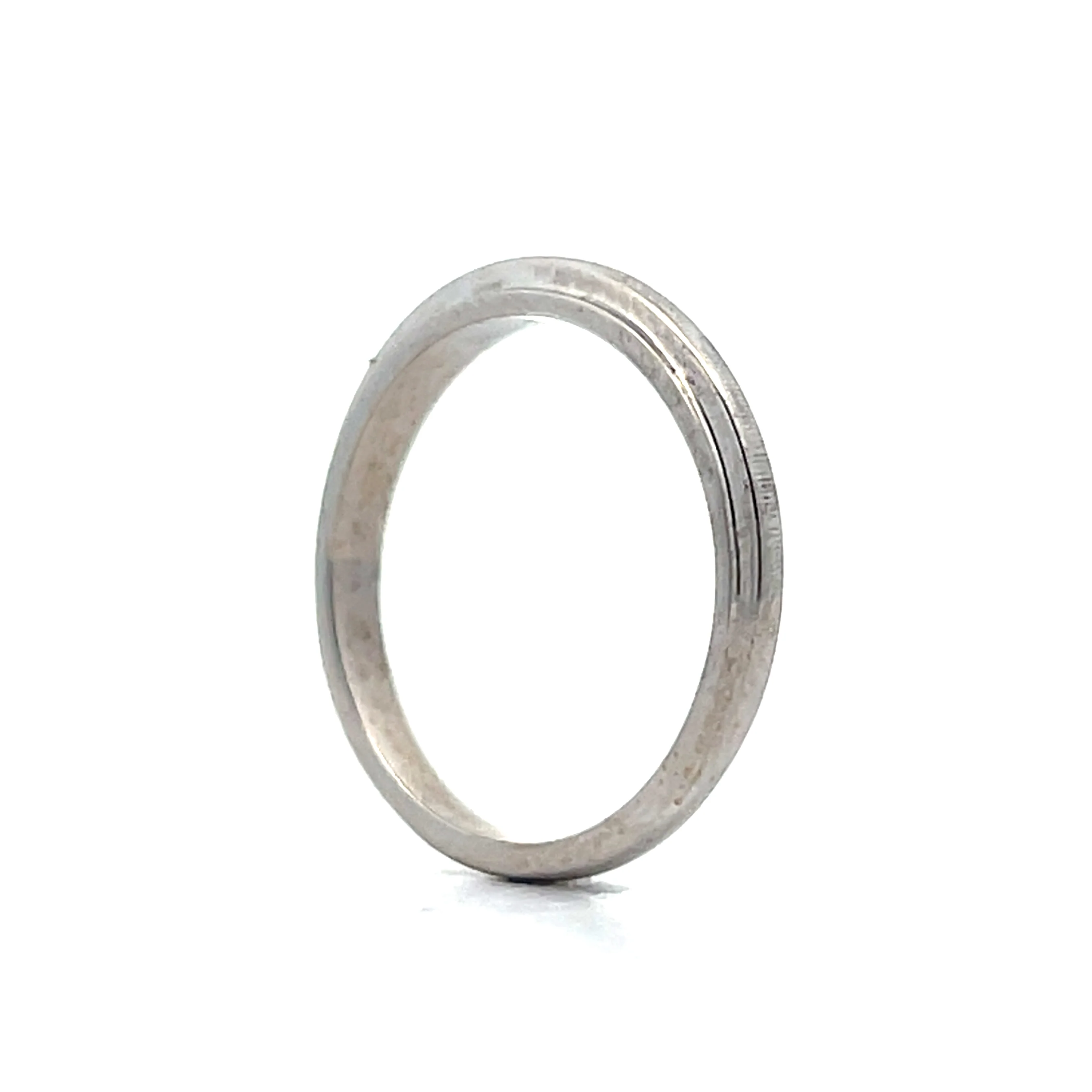 Vintage Textured Wedding Band in 14k White Gold - Image 5