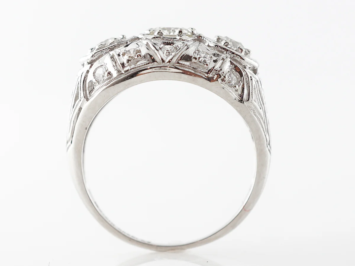 Vintage Three Stone Diamond Ring Platinum - Image 4