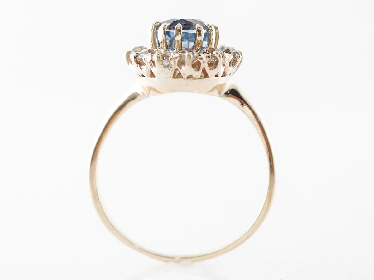 Vintage Victorian 1.68 Oval Sapphire Cluster Ring 14k - Image 5
