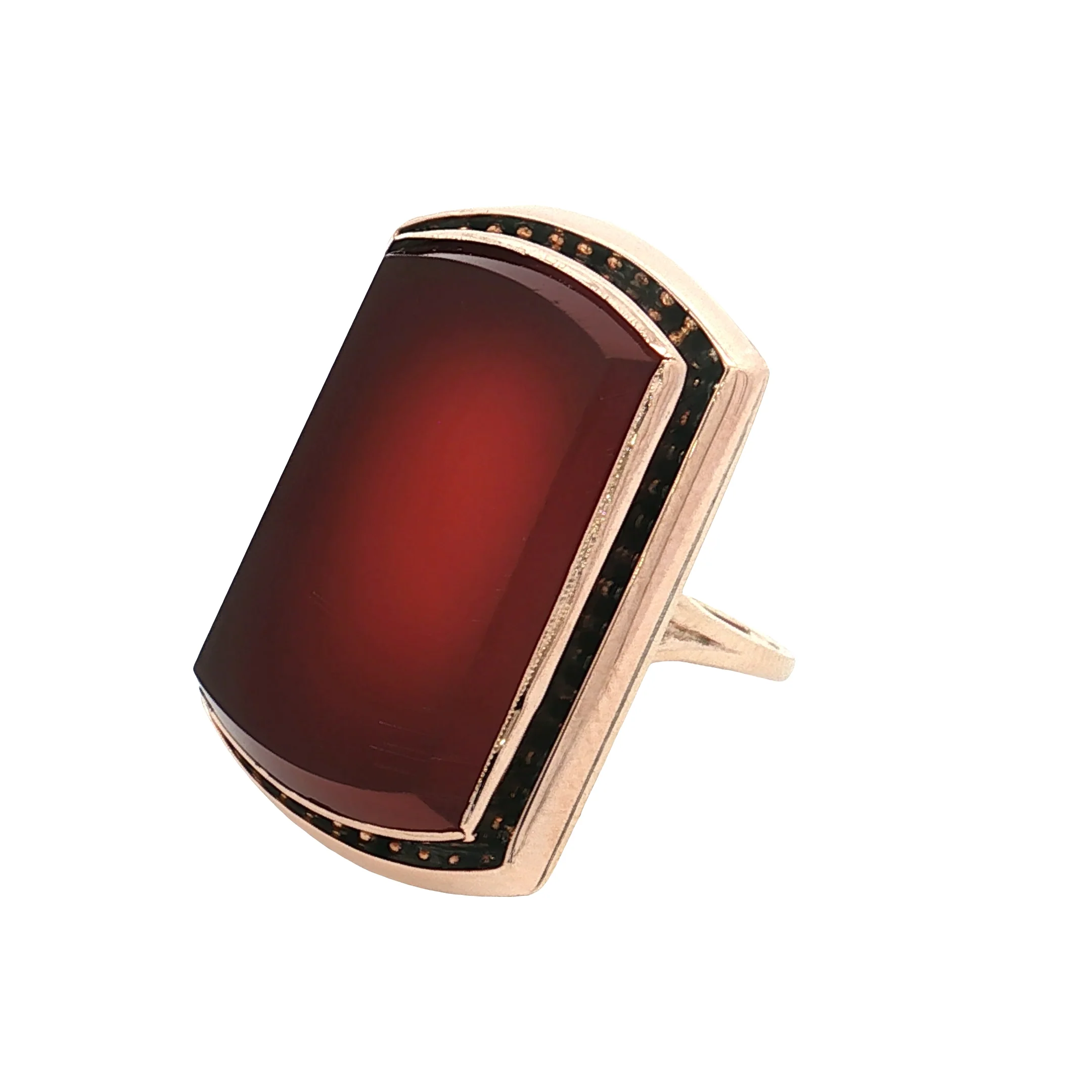 Vintage Victorian Carnelian Agate Cocktail Ring 10k Rose Gold - Image 2