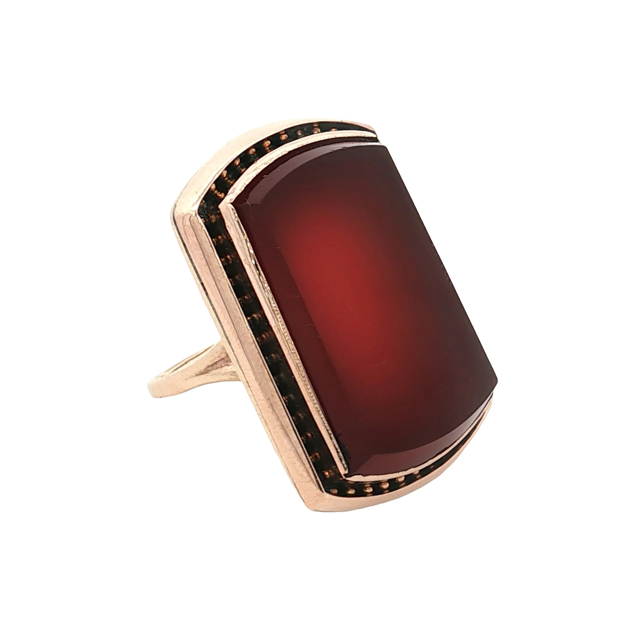 Vintage Victorian Carnelian Agate Cocktail Ring 10k Rose Gold - Image 3