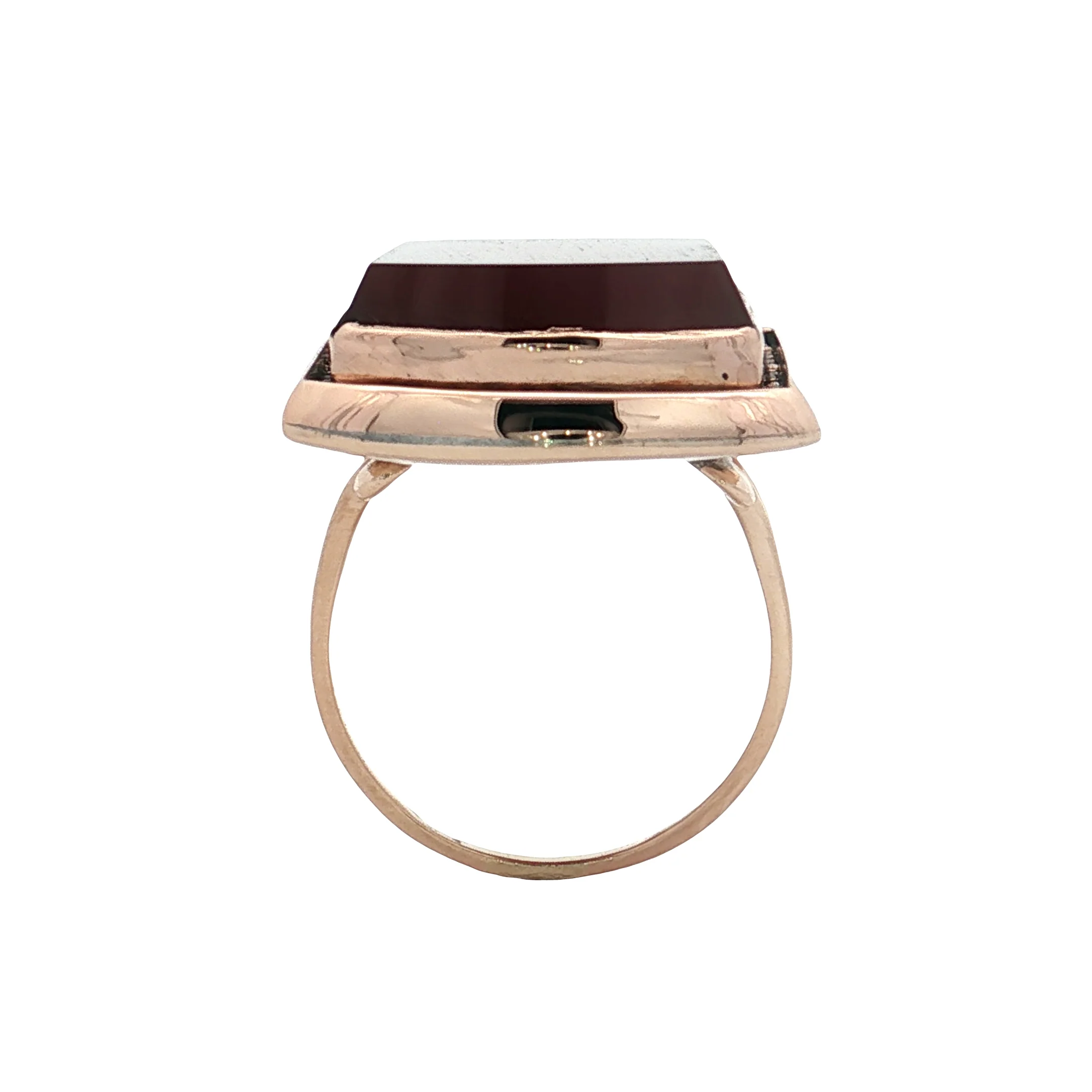 Vintage Victorian Carnelian Agate Cocktail Ring 10k Rose Gold - Image 4