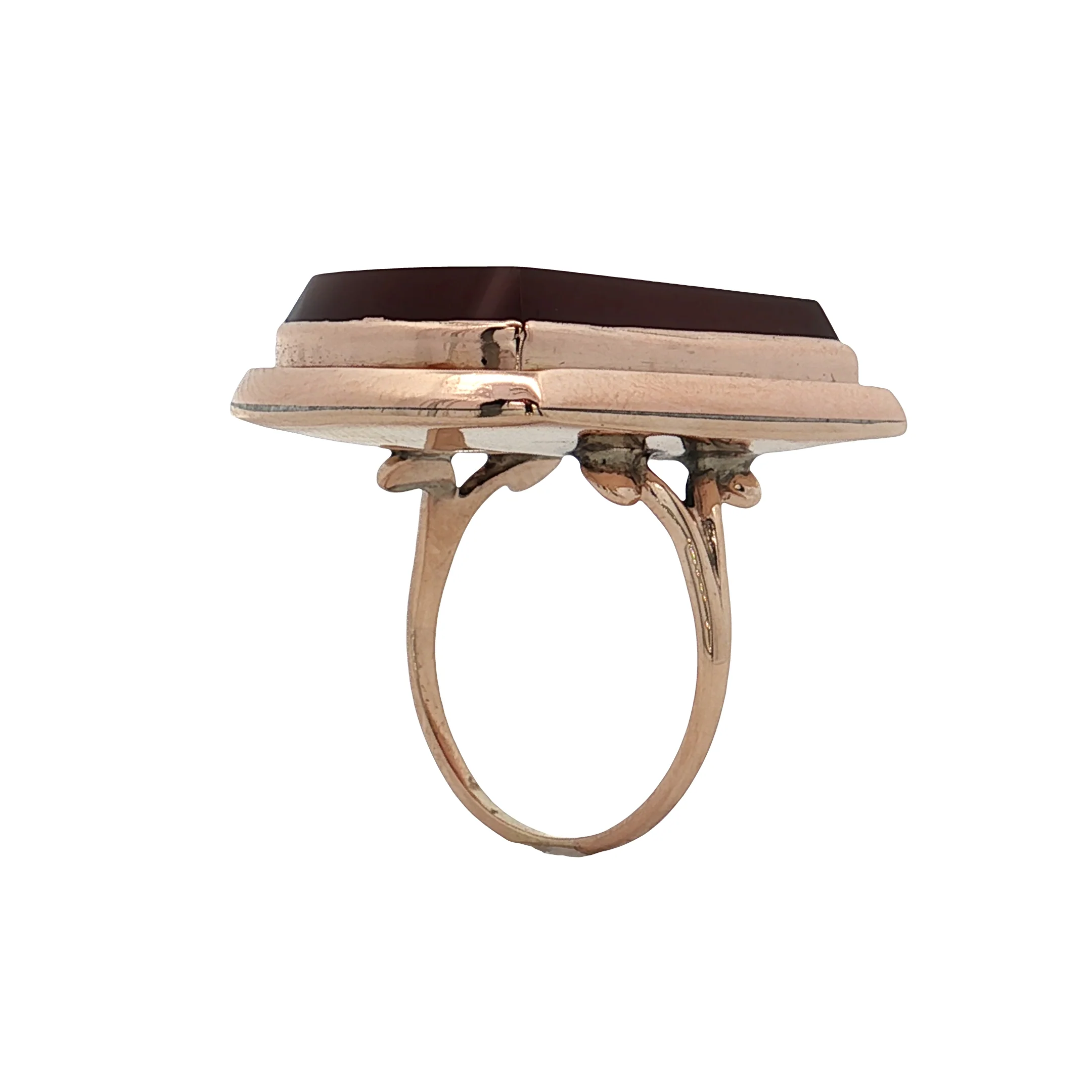Vintage Victorian Carnelian Agate Cocktail Ring 10k Rose Gold - Image 5