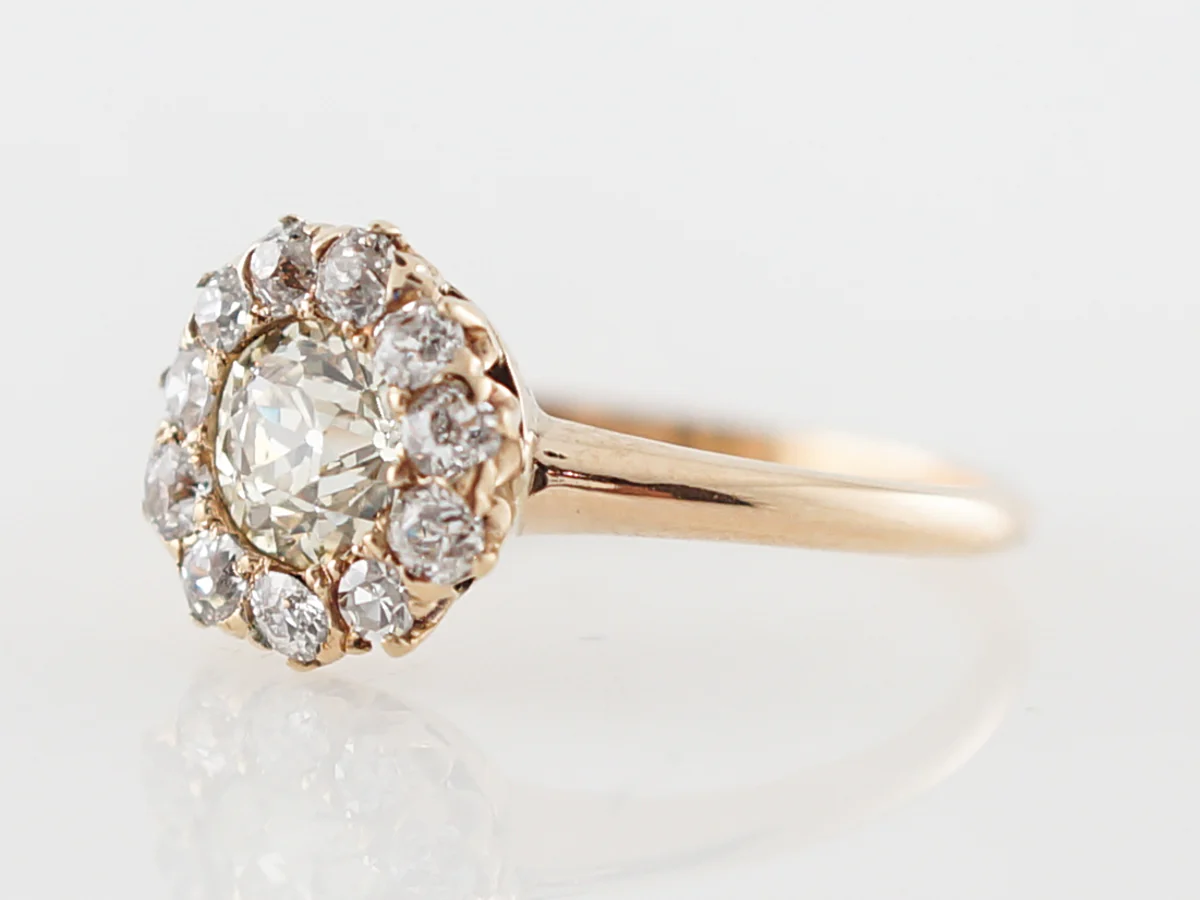 Vintage Victorian Diamond Cluster Engagement Ring in Yellow Gold - Image 2