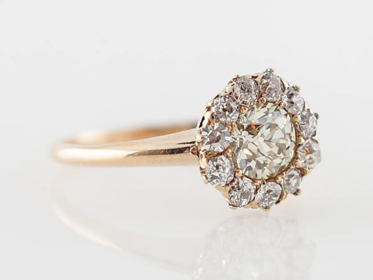 Vintage Victorian Diamond Cluster Engagement Ring in Yellow Gold - Image 3