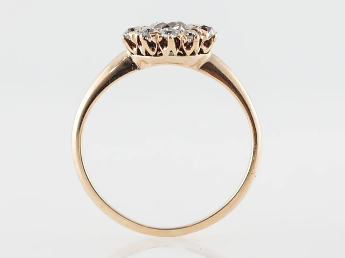 Vintage Victorian Diamond Cluster Engagement Ring in Yellow Gold - Image 4