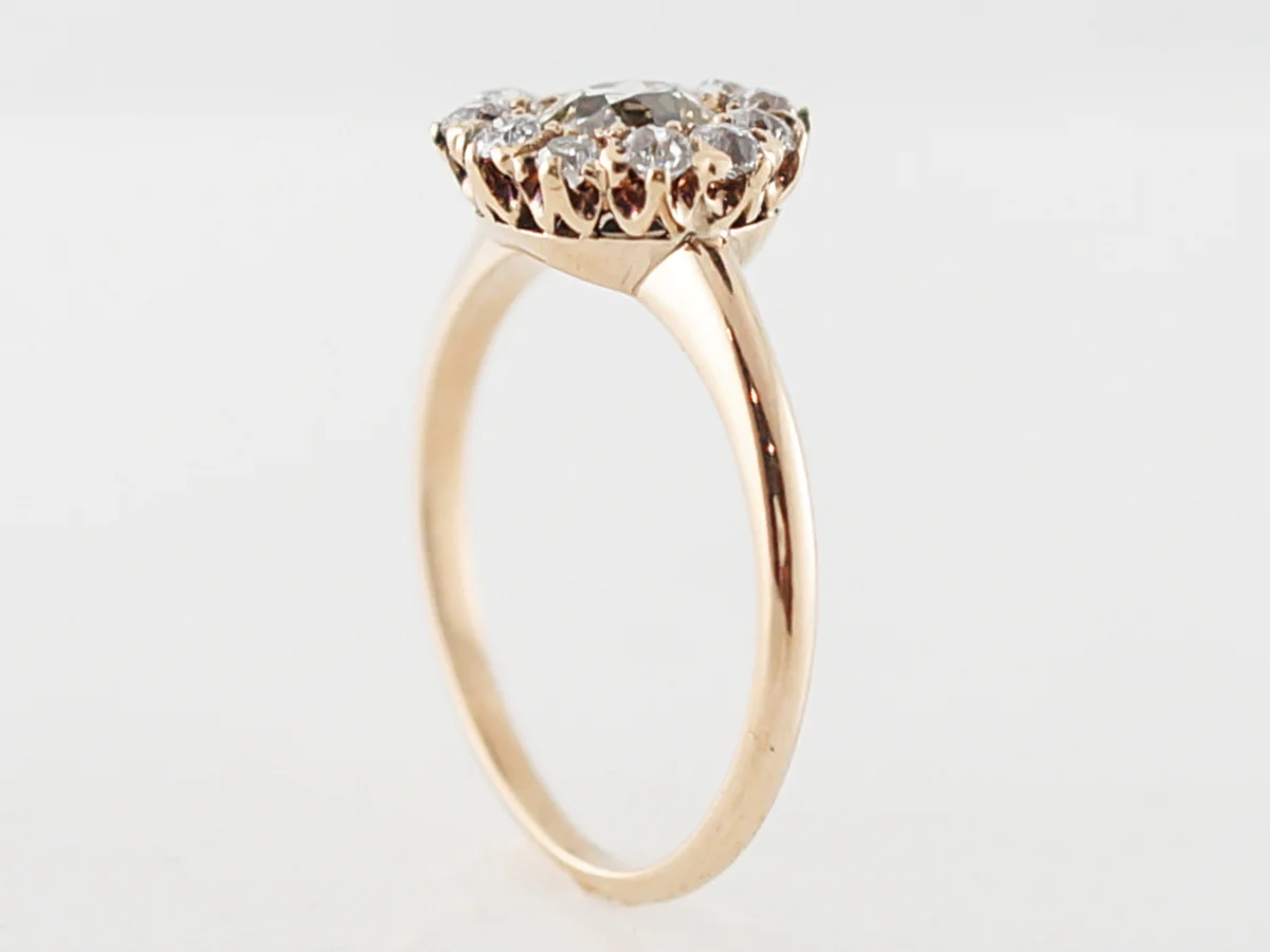 Vintage Victorian Diamond Cluster Engagement Ring in Yellow Gold - Image 5