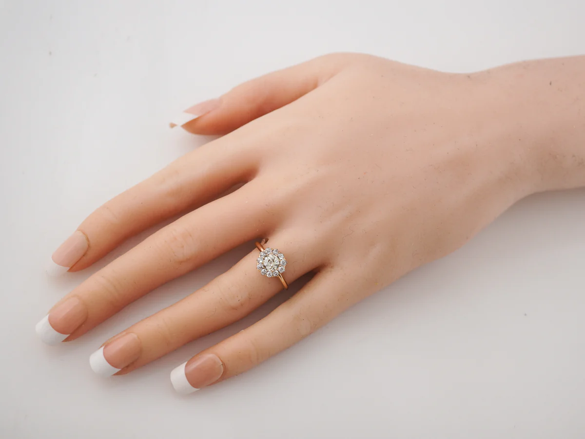 Vintage Victorian Diamond Cluster Engagement Ring in Yellow Gold - Image 7