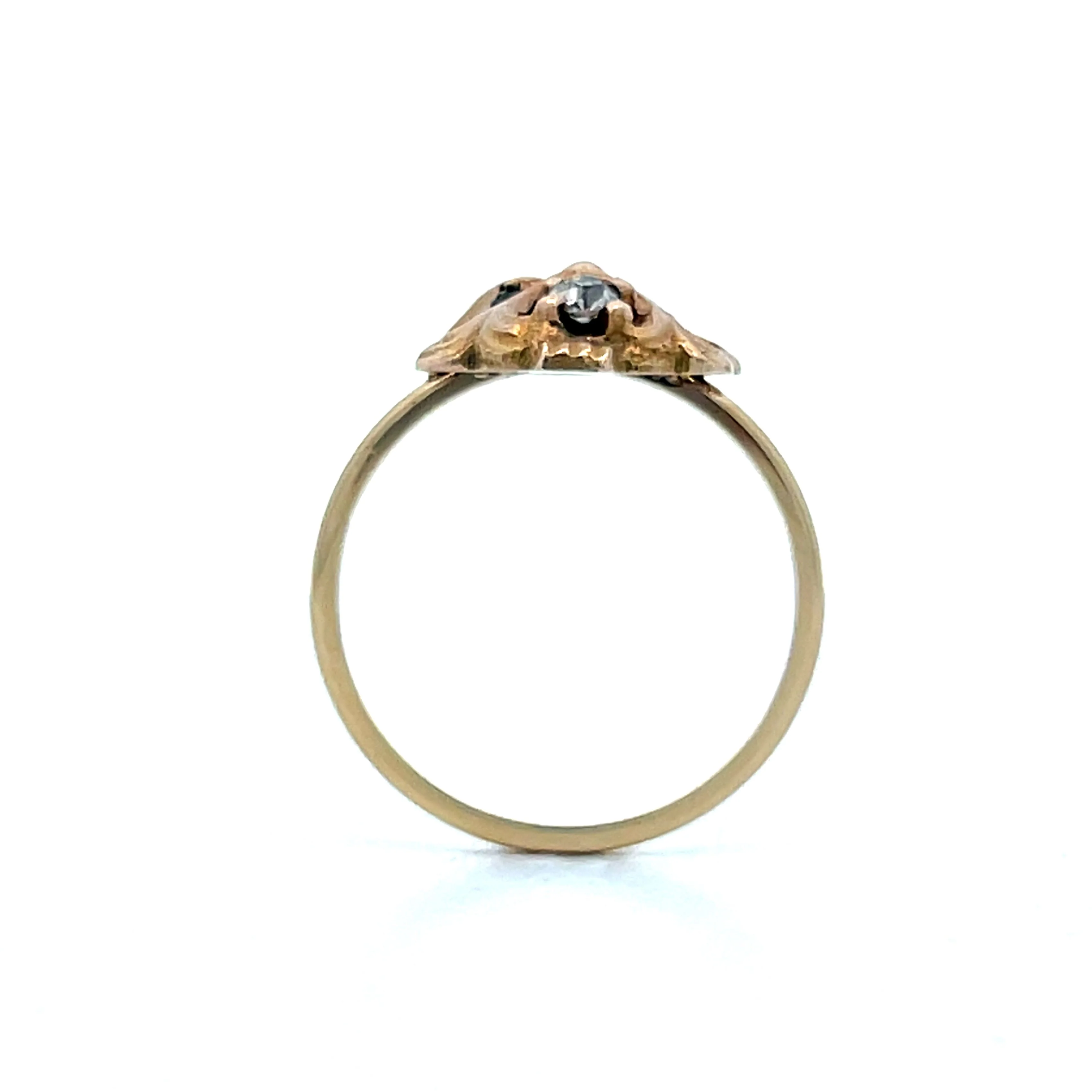 Vintage Victorian Diamond & Emerald Lion Ring in 14k - Image 4