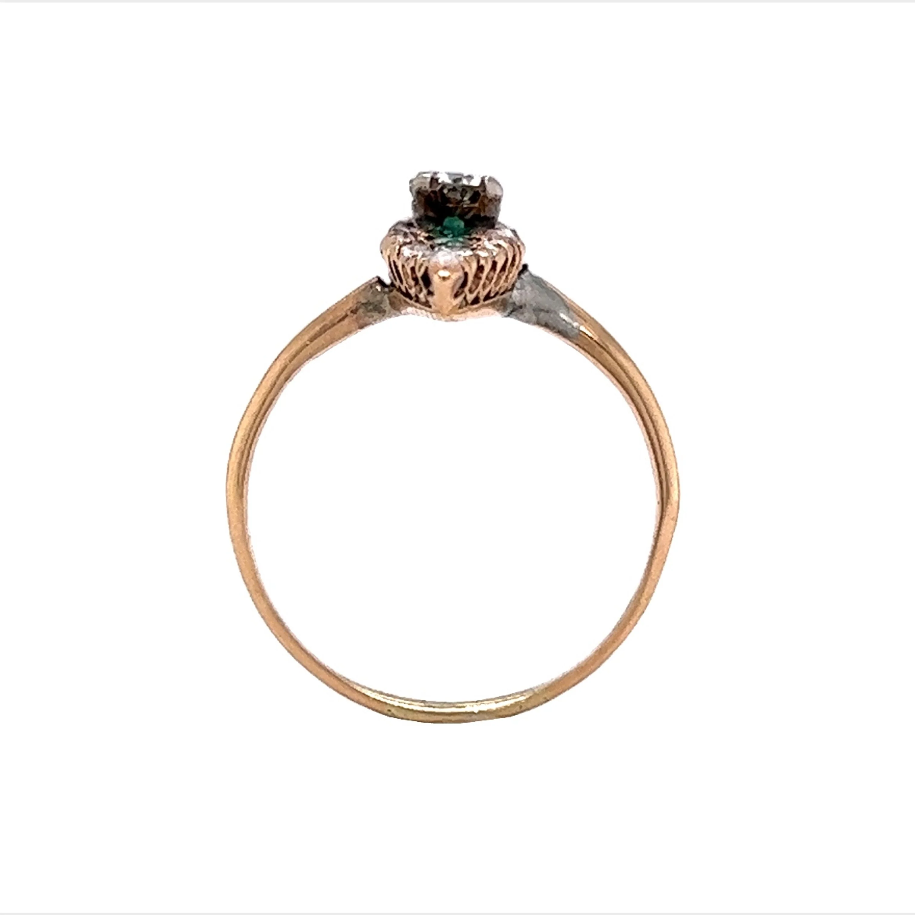 Vintage Victorian Diamond & Emerald Ring in 14k - Image 4